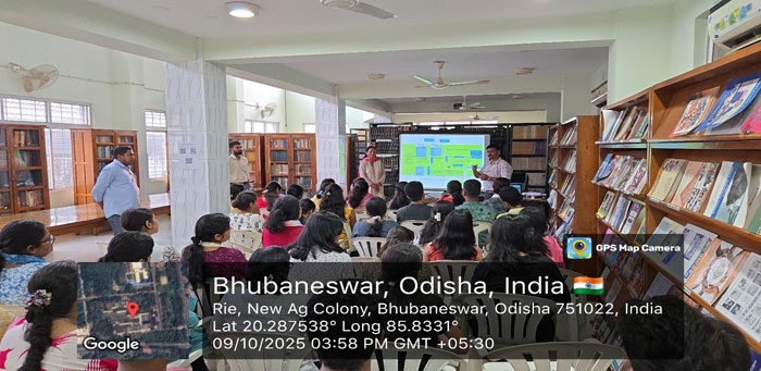 Institute Library of RIE Bhubaneswar conducted an orientation session for newly admitted students of 4 Yr B.Sc. B.Ed PCM, 4 Yr B.A B.Ed and 4 Yr B.Sc. B.Ed CBZ on effective use of library resources on 09.10.2025. Practical exposure to different library resources was given to the students. The programme was organised under the leadership of Dr. P.L. Negi, Librarian with assistance of Professional staff.
