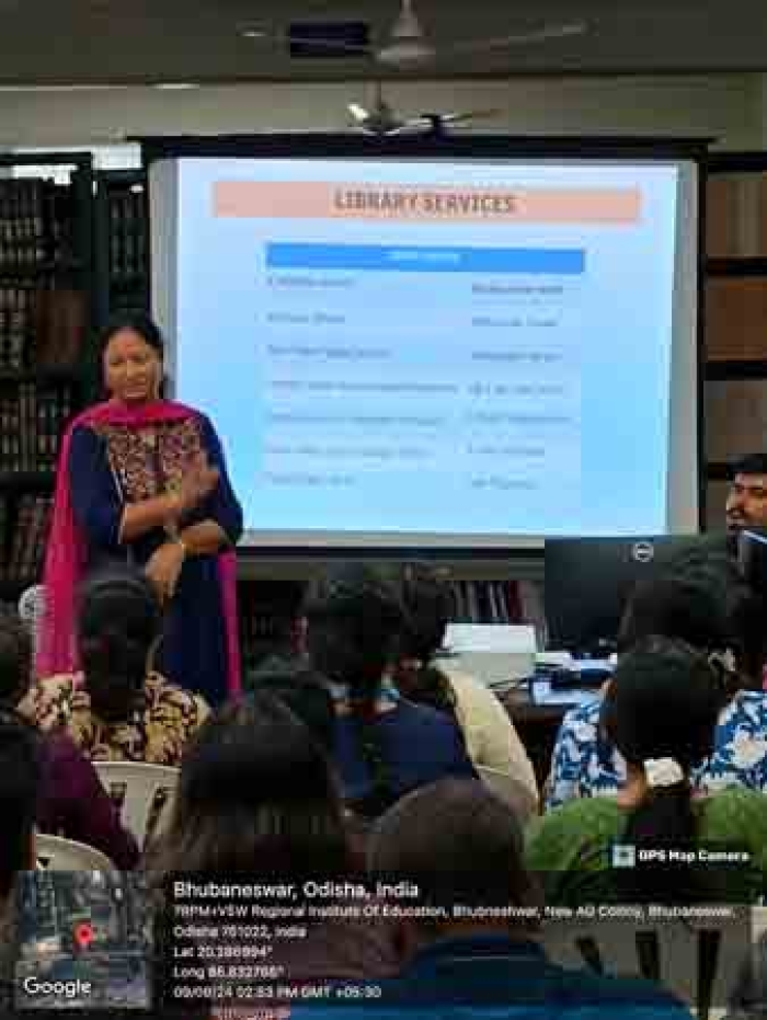 Institute Library of RIE Bhubaneswar conducted an orientation session for newly admitted M.Ed. students on effective use of library resources on 9th September 2024 . Practical exposure to different library resources was given to the students