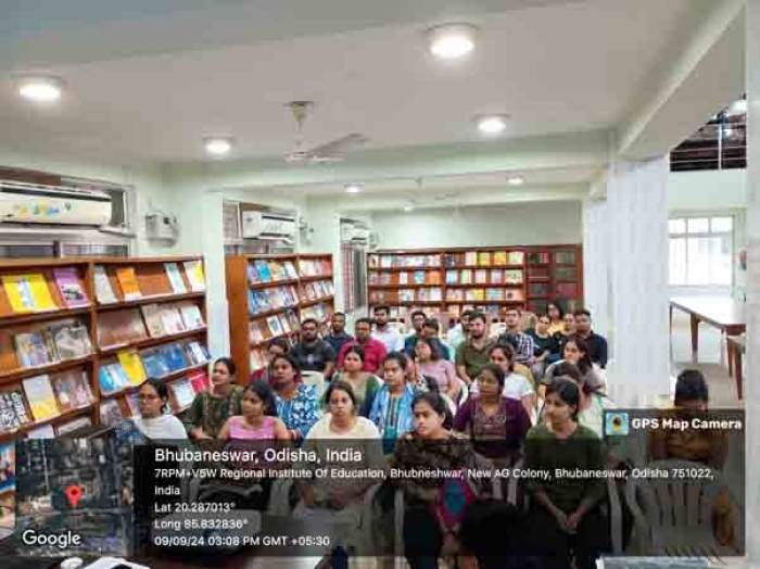 Institute Library of RIE Bhubaneswar conducted an orientation session for newly admitted M.Ed. students on effective use of library resources on 9th September 2024 . Practical exposure to different library resources was given to the students